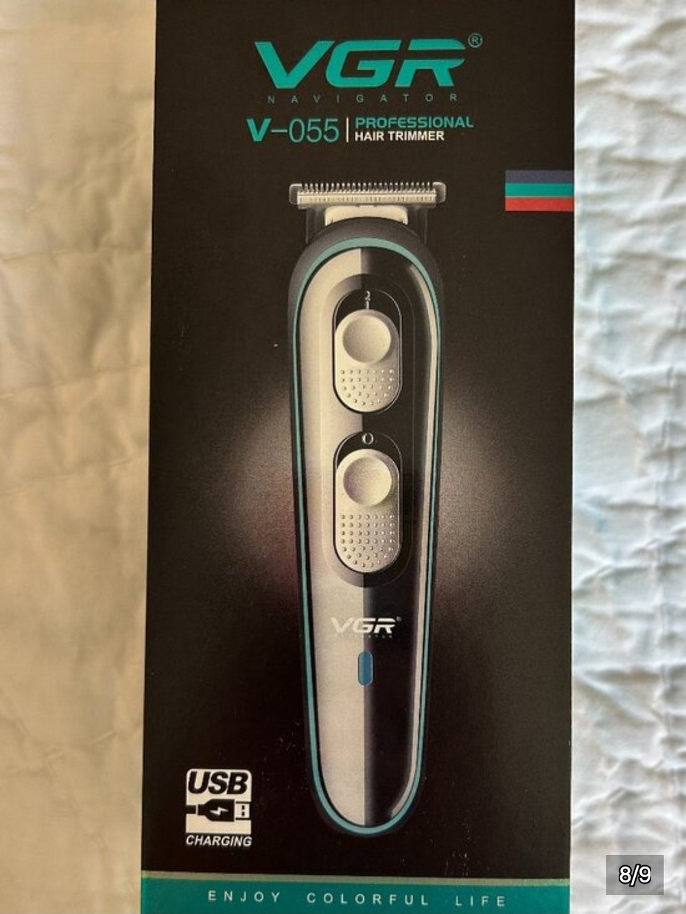 V-055 Professional Men's Hair Trimmer — Black with Teal Accents